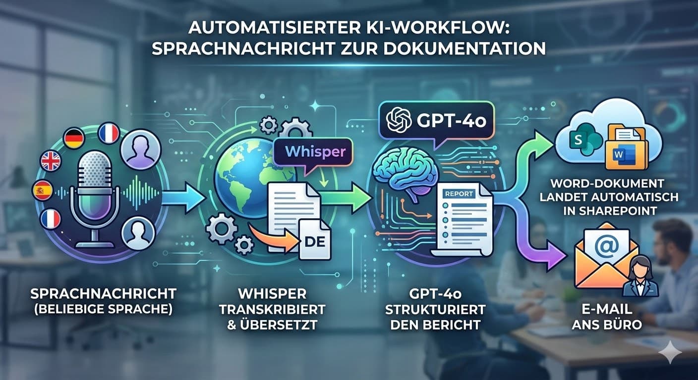 KI-Automatisierung: Baustellenbericht per Sprachnachricht
